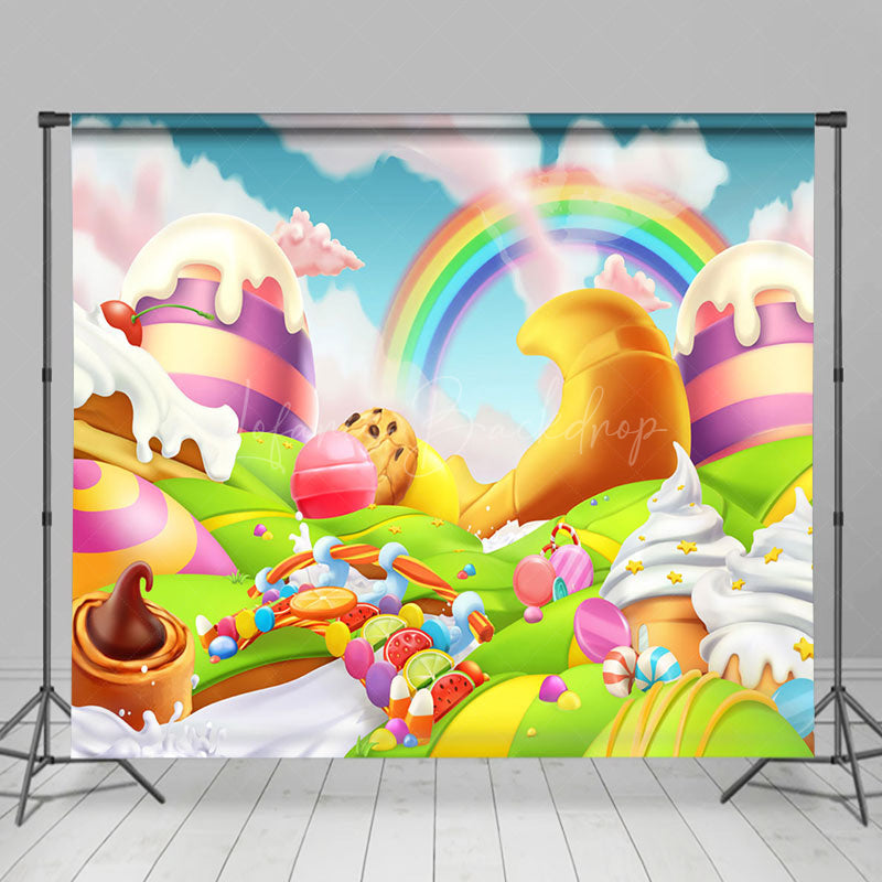 Lofaris Colorful Sunny Candyland Birthday Room Set Backdrop