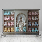 Lofaris Colorful Teddy Bear Arch Window Cake Smash Backdrop