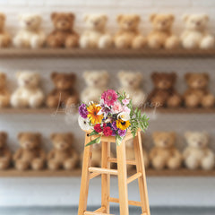 Lofaris Colorful Teddy Bears Display Cake Smash Backdrop