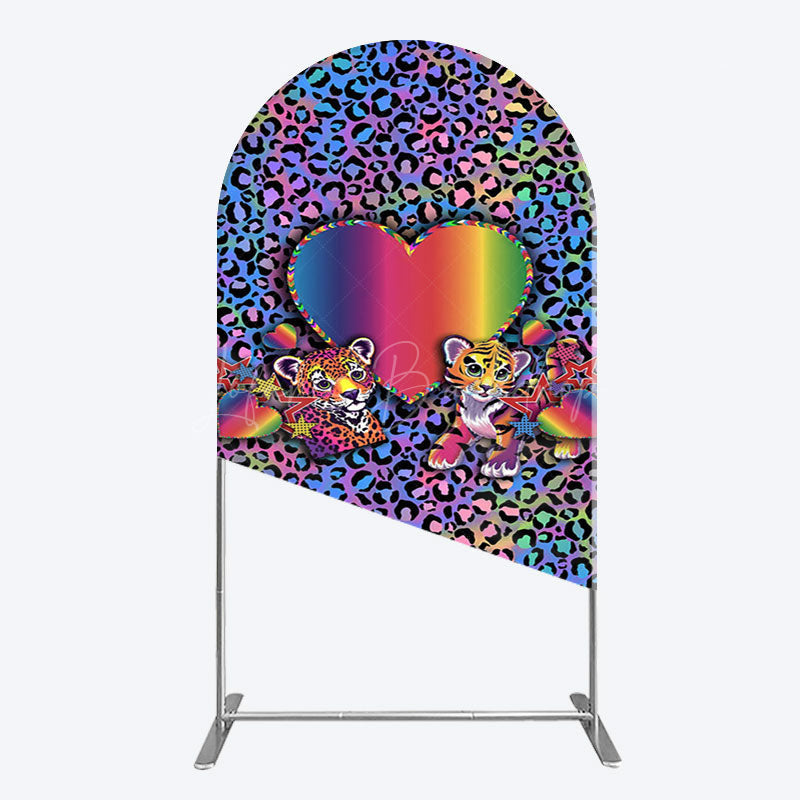 Lofaris Colorful Tiger Couple Heart Graffiti Arch Backdrop