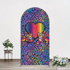 Lofaris Colorful Tiger Couple Heart Graffiti Arch Backdrop