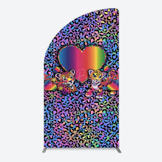 Lofaris Colorful Tiger Couple Heart Graffiti Half Moon Arch Backdrop