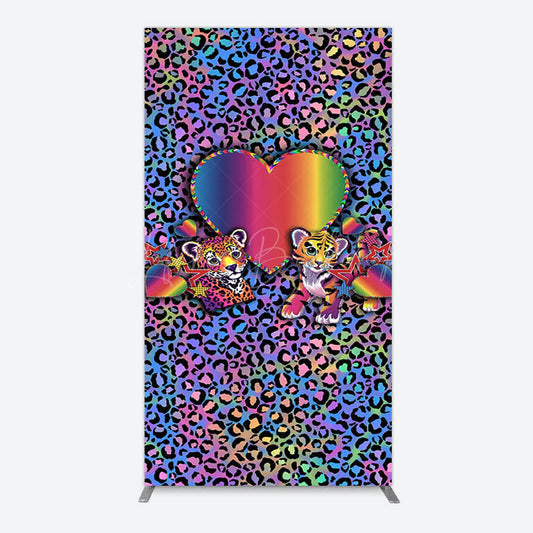 Lofaris Colorful Tiger Couple Heart Graffiti Rectangle Backdrop
