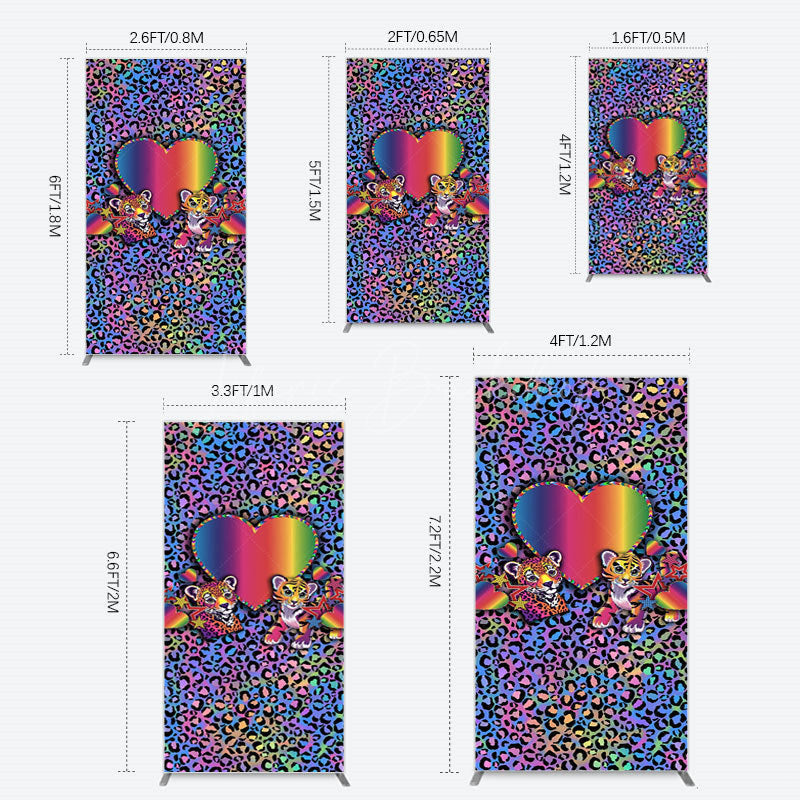 Lofaris Colorful Tiger Couple Heart Graffiti Rectangle Backdrop