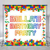 Lofaris Colorful Toy Brick Custom Name Birthday Backdrop