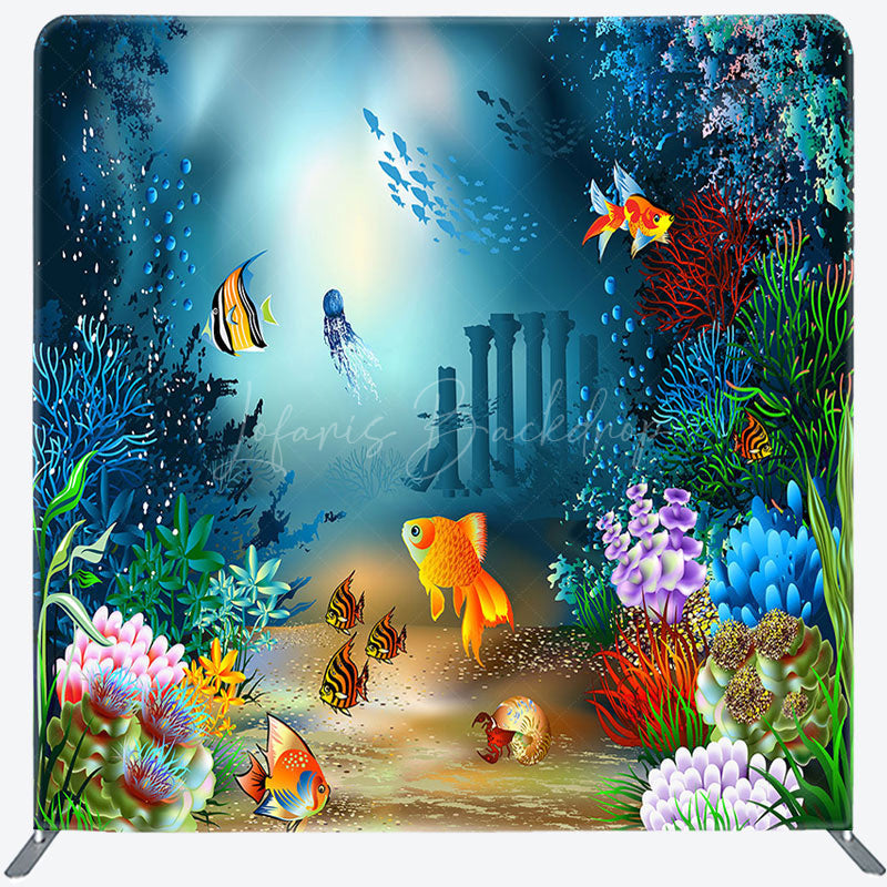 Lofaris Colorful Undersea World Birthday Pillow Case Backdrop