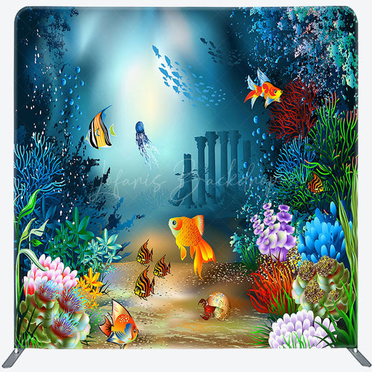 Lofaris Colorful Undersea World Birthday Pillow Case Backdrop
