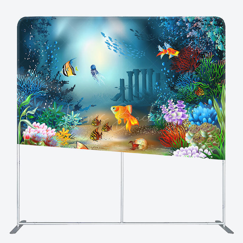 Lofaris Colorful Undersea World Birthday Pillow Case Backdrop