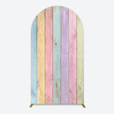 Lofaris Colorful Vintage Wood Grain Easter Arch Backdrop
