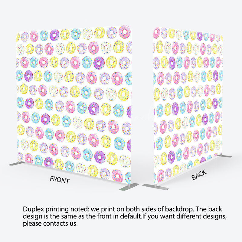 Lofaris Colorful Watercolor Donuts Square Tension Backdrop
