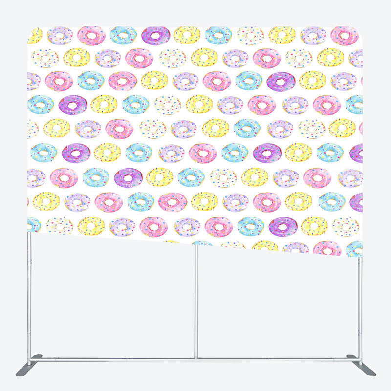 Lofaris Colorful Watercolor Donuts Square Tension Backdrop