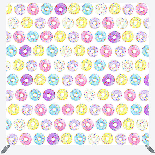 Lofaris Colorful Watercolor Donuts Square Tension Backdrop