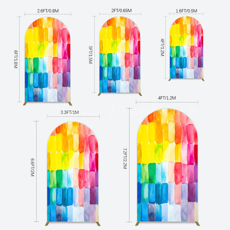 Lofaris Colorful Watercolor Print Birthday Arch Backdrop