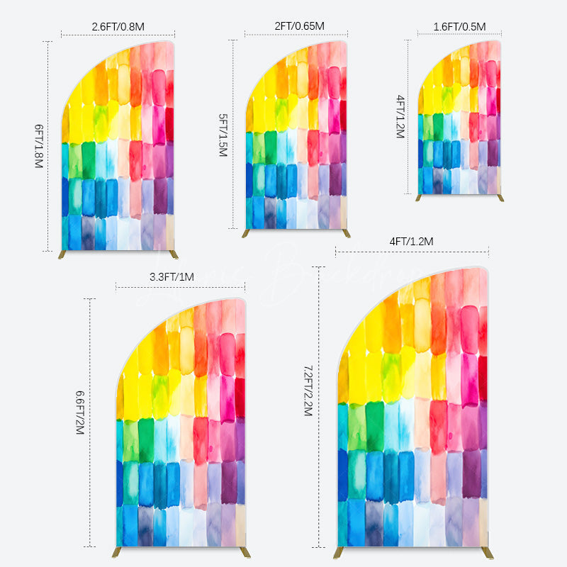 Lofaris Colorful Watercolor Print Birthday Half Moon Arch Backdrop