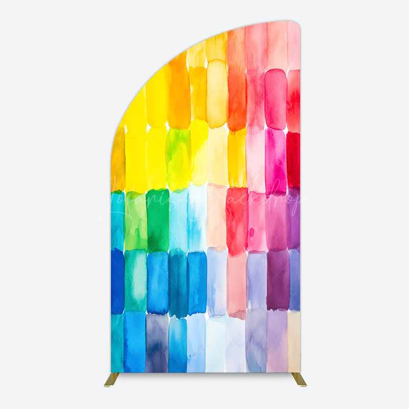 Lofaris Colorful Watercolor Print Birthday Half Moon Arch Backdrop