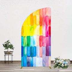 Lofaris Colorful Watercolor Print Birthday Half Moon Arch Backdrop