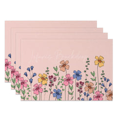 Lofaris Colorful Wild Floral Pink Dining Set of 4 Placemats