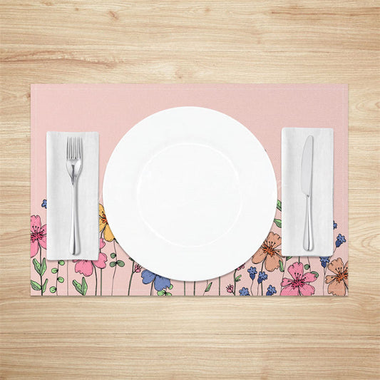 Lofaris Colorful Wild Floral Pink Dining Set of 4 Placemats
