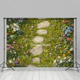 Lofaris Colorful Wildflowers Green Grass Path Photo Backdrop