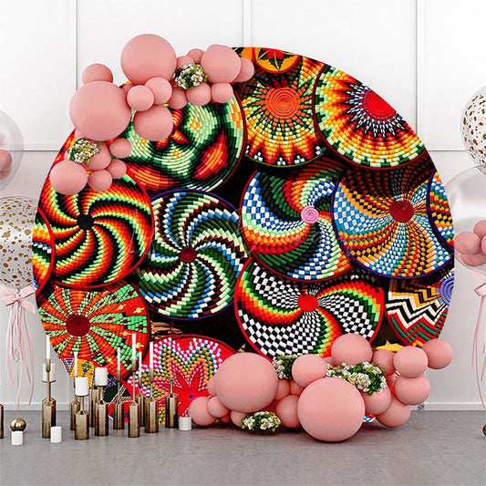 Lofaris Colorful Woven Wicker Plate Round Ethiopian Backdrop
