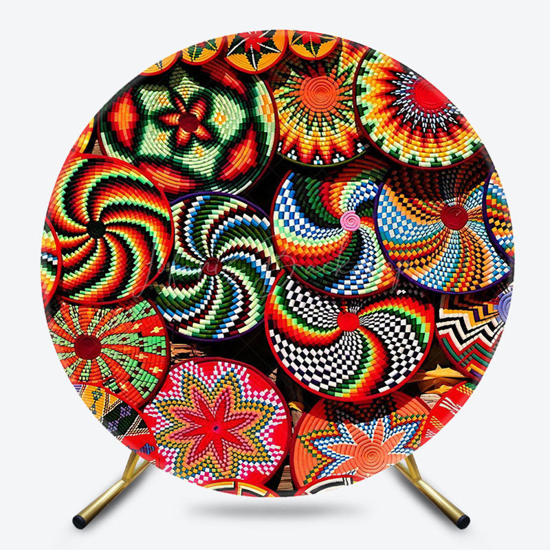 Lofaris Colorful Woven Wicker Plate Round Ethiopian Backdrop