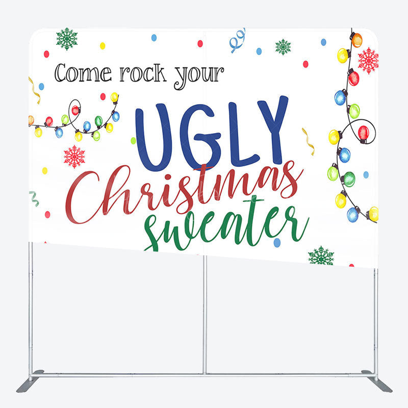 Lofaris Come Rock Your Ugly Christmas Sweater Square Backdrop