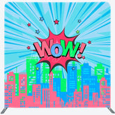 Lofaris Comic City Pop Art Double Sided Backdrop ’WOW!’ Cartoon Buildings Colorful Urban Theme Party Decor