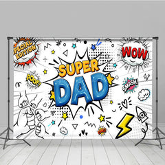 Lofaris Comic White Superhero Dad Happy Fathers Day Backdrop