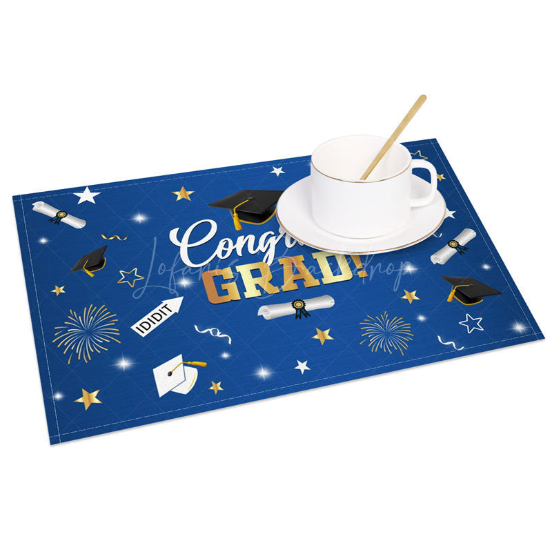 Lofaris Congrats Grad Mortarboard Scroll Set of 4 Placemats