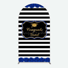 Lofaris Congrats Grad Royal Blue Flower Arch Backdrop