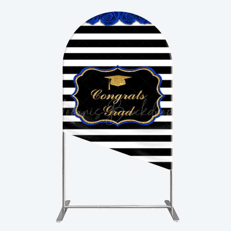 Lofaris Congrats Grad Royal Blue Flower Arch Backdrop