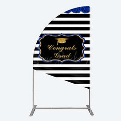 Lofaris Congrats Grad Royal Blue Flower Half Moon Arch Backdrop