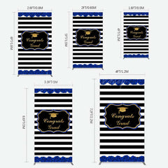 Lofaris Congrats Grad Royal Blue Flower Rectangle Backdrop