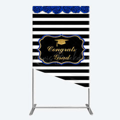 Lofaris Congrats Grad Royal Blue Flower Rectangle Backdrop