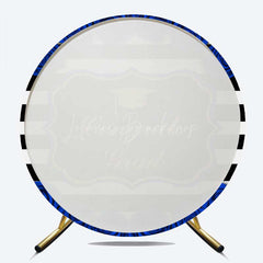 Lofaris Congrats Grad Royal Blue Stripes Round Backdrop