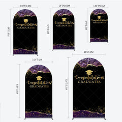 Lofaris Congratulations Graduates Arch Backdrop in Black and Gold Purple Agate with Glitter Elegant Grad Party Photo Booth