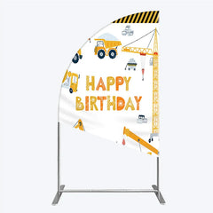 Lofaris Construction Half Moon Arch Backdrop Happy Birthday Vehicles Truck Crane Party Supplies Decor