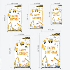 Lofaris Construction Half Moon Arch Backdrop Happy Birthday Vehicles Truck Crane Party Supplies Decor