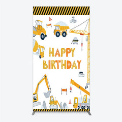 Lofaris Construction Rectangle Backdrop Happy Birthday Vehicles Truck Crane Party Supplies Decor