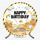 Lofaris Construction Site Circle Happy Birthday Backdrop