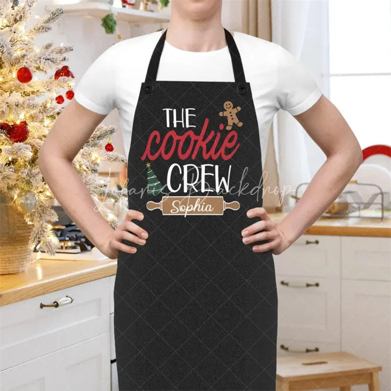 Lofaris Cookie Crew Family Apron Personalized Name Christmas Kitchen Wear Fun Matching Gift Set for Baking Lovers