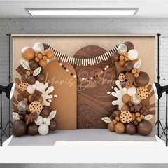 Lofaris Cookies and Milk Photography Backdrop Brown Balloons Chocolate Party Banner