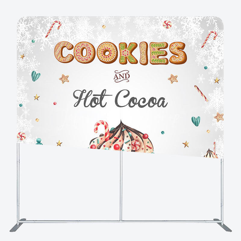 Lofaris Cookies Hot Cocoa Snowman Tension Fabric Backdrop
