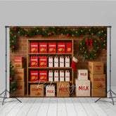 Lofaris Cookies for Santa Photography Backdrop Christmas Milk Stand with Garland Holiday Mini Session Background