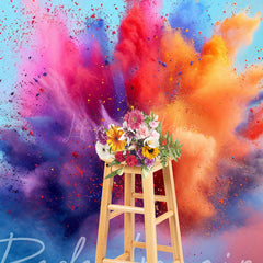 Lofaris Cool Colorful Powder Burst Blue Wall Photo Backdrop