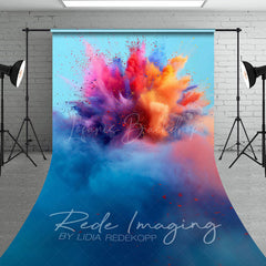 Lofaris Cool Colorful Powder Burst Blue Wall Sweep Backdrop