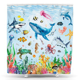 Lofaris Coral Seaweed Colorful Undersea Animals Shower Curtain