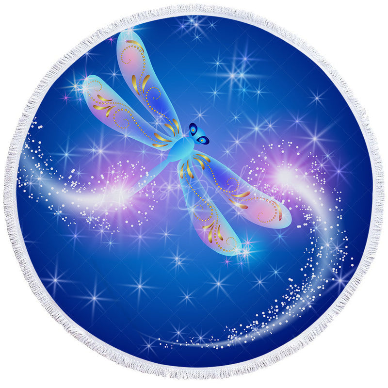 Lofaris Cosmic Sweet Summer Blue Galactic Round Beach Towel