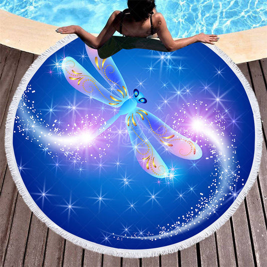 Lofaris Cosmic Sweet Summer Blue Galactic Round Beach Towel
