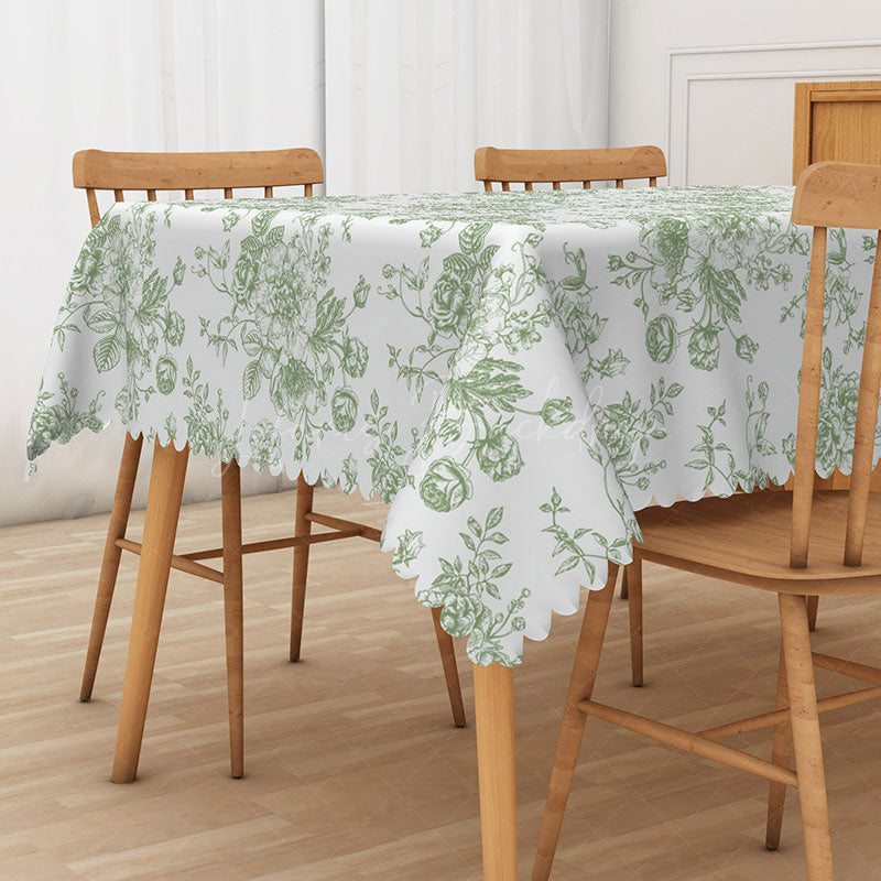 Lofaris Country Green Floral Tablecloth for Rustic Farmhouse Kitchen and Spring Garden Party Dining Decor